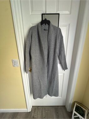 FRIJA Light Grey Long Open Front Cardigan